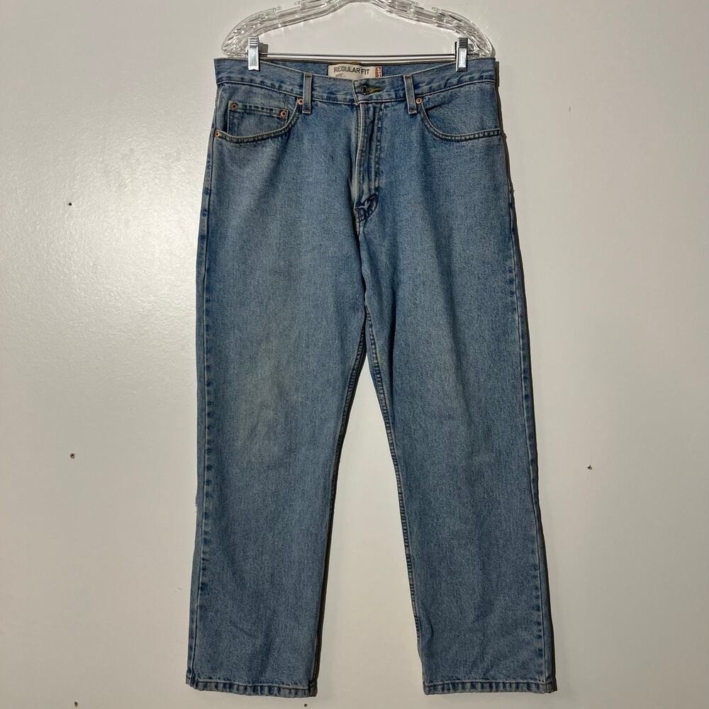 Levi's 505 Regular Fit Straight Leg Blue Washed Denim Jeans Men's Size 34x30